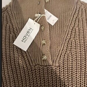 Haven Well Within Button-Ip Mock neck sweater